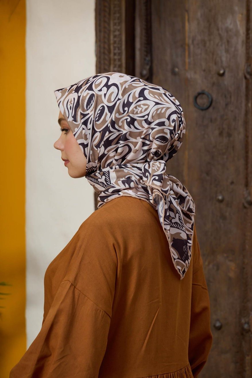Soft Eşarp Brown Beige قطن سوفت ايشارب بني كراميل بيج