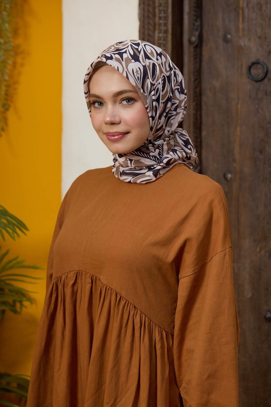 Soft Eşarp Brown Beige قطن سوفت ايشارب بني كراميل بيج