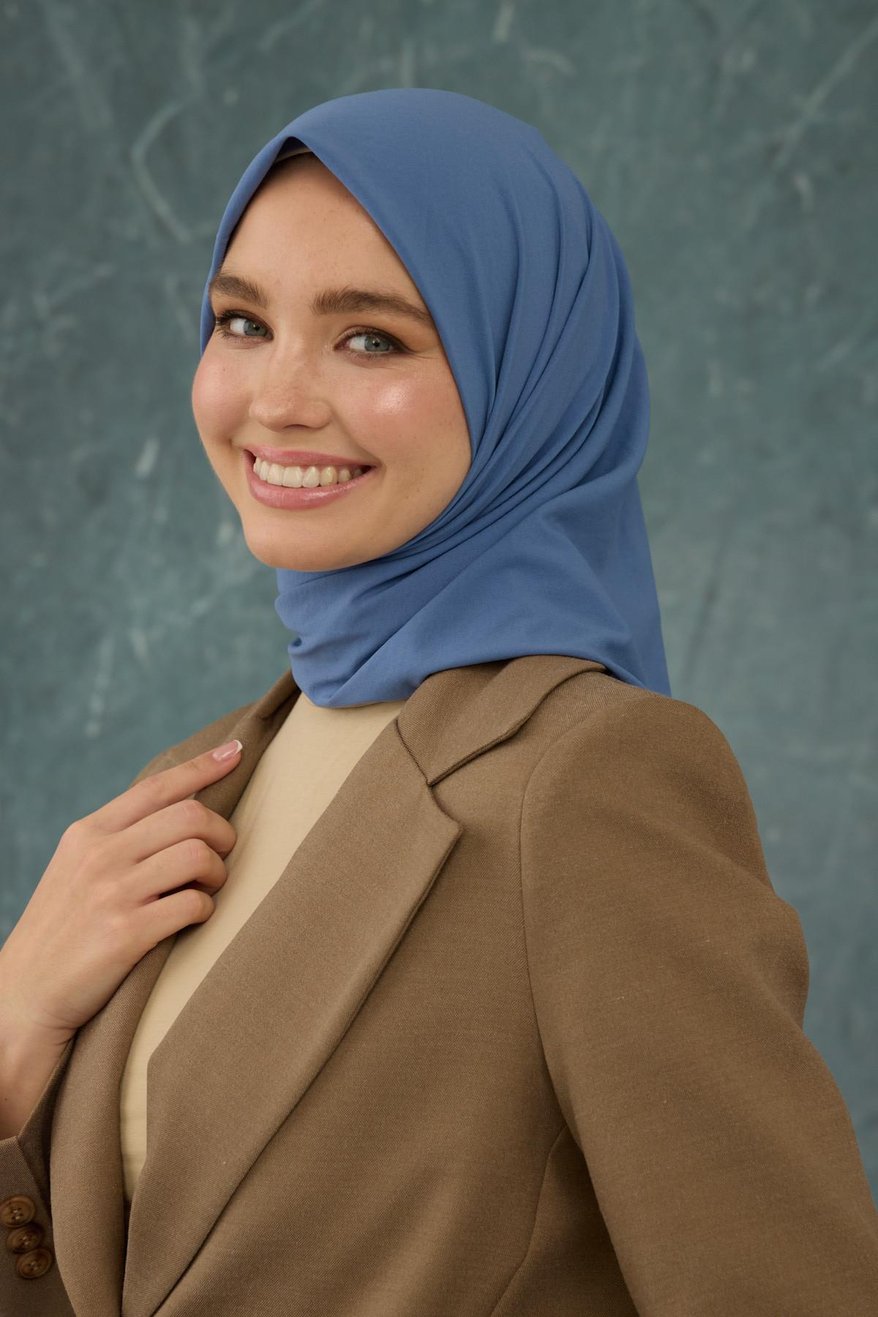 Eşarp Crepe Lycra Blue إيشارب كريب لايكرا بلون أزرق
