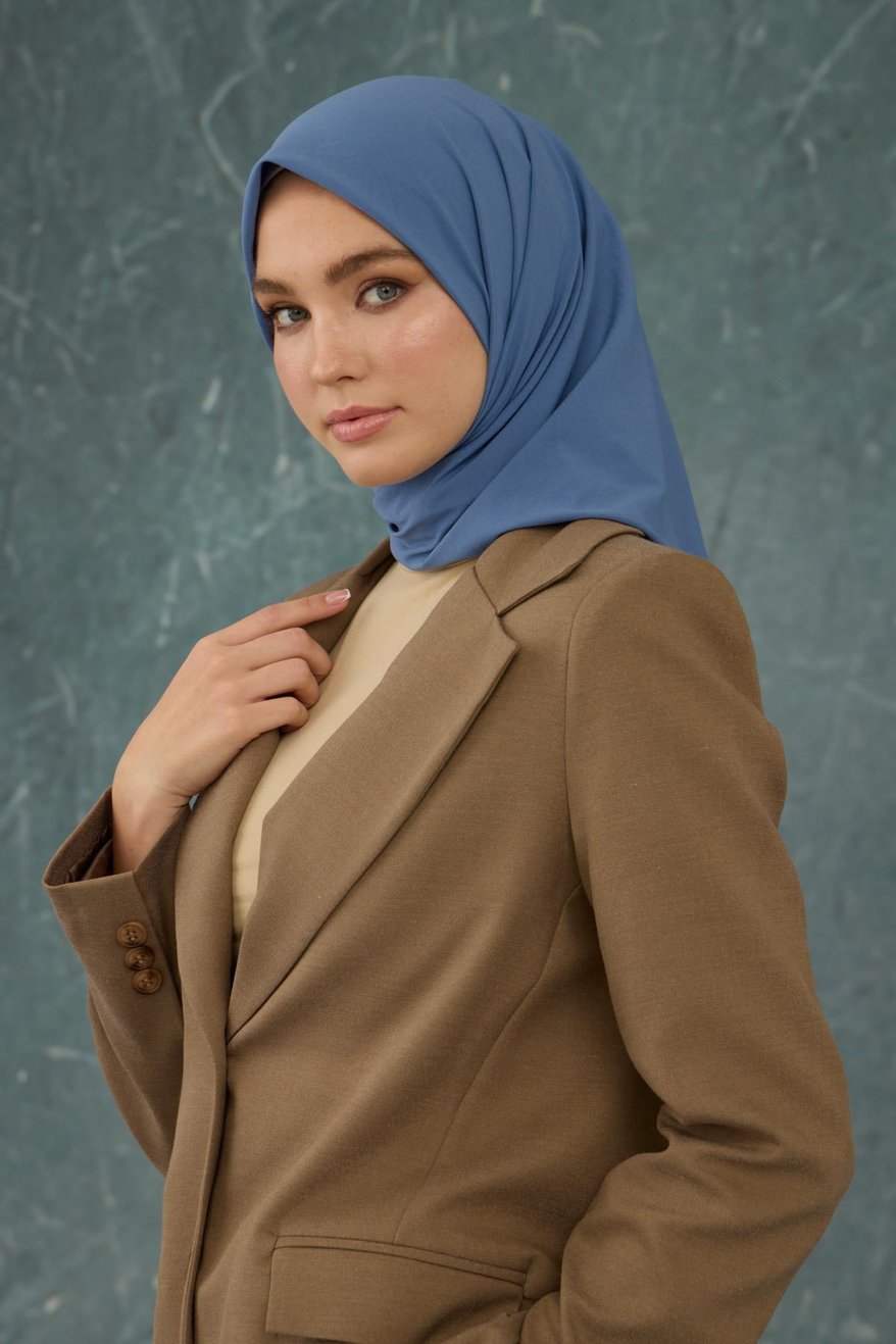 Eşarp Crepe Lycra Blue إيشارب كريب لايكرا بلون أزرق