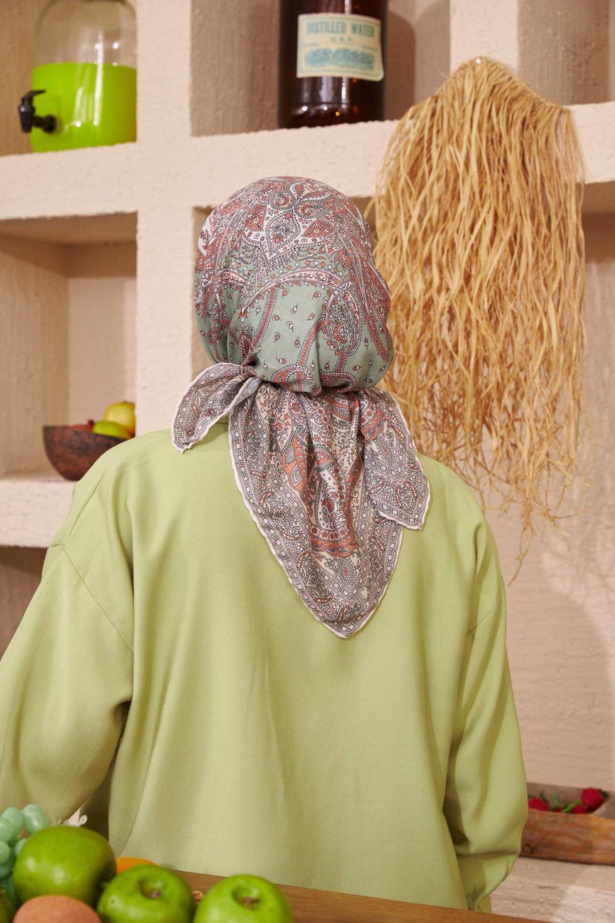 Bohemian Collection Green Orange Cotton Viscose ايشارب بوهيميان أخضر برتقالي قطن سوفت فيسكوز