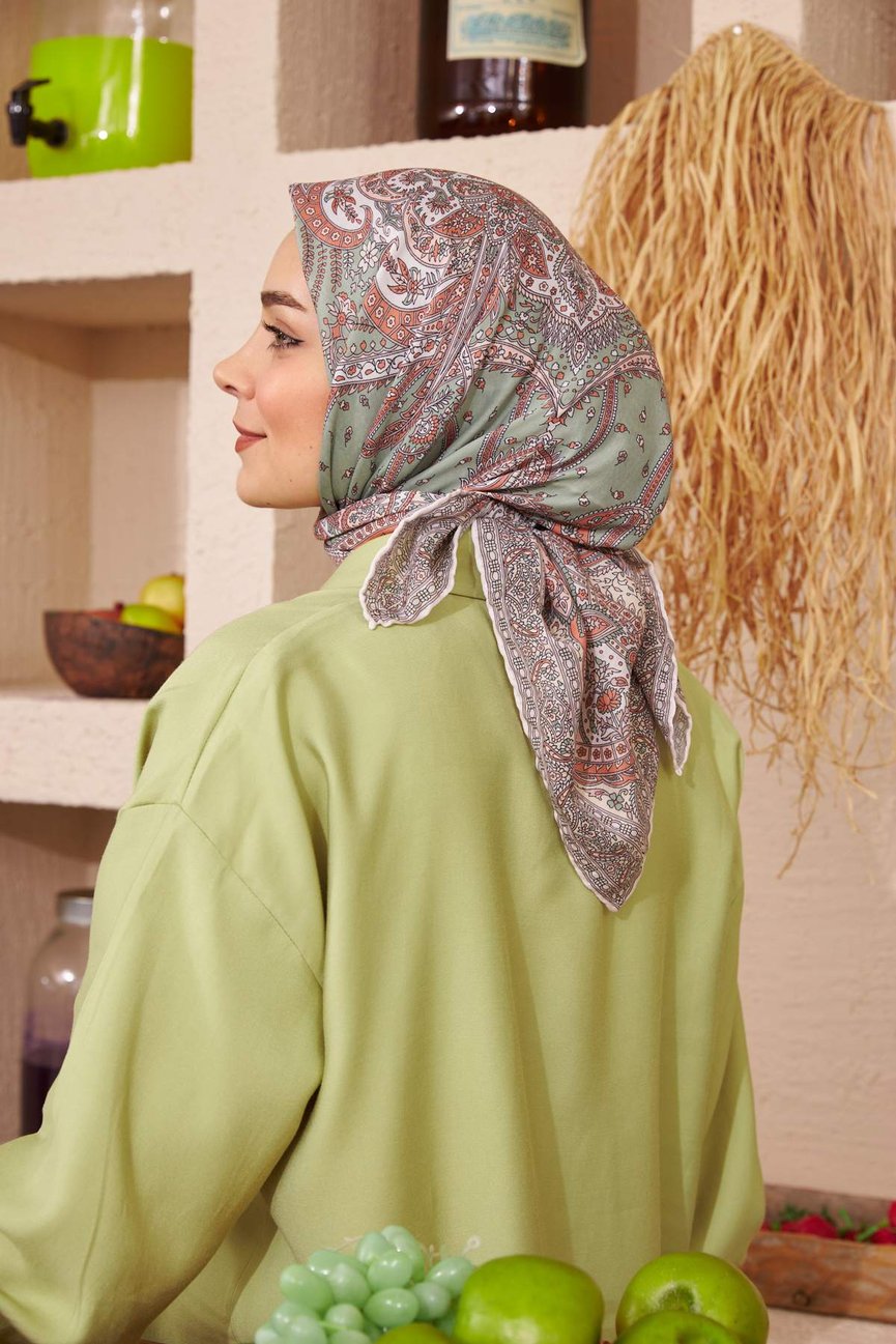 Bohemian Collection Green Orange Cotton Viscose ايشارب بوهيميان أخضر برتقالي قطن سوفت فيسكوز