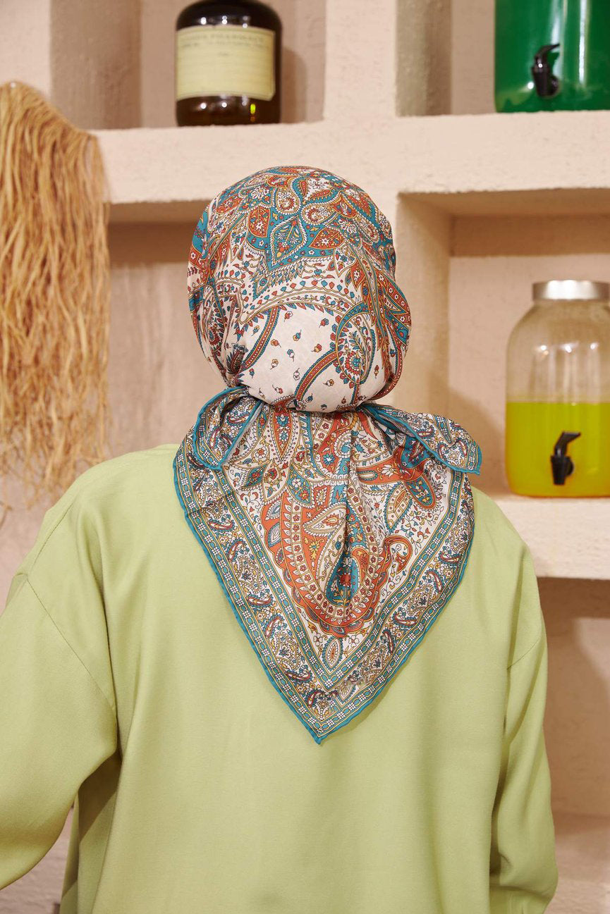 Bohemian Collection Petrol Blue Cotton Viscose ايشارب بوهيميان أزرق بترولي قطن سوفت فيسكوز