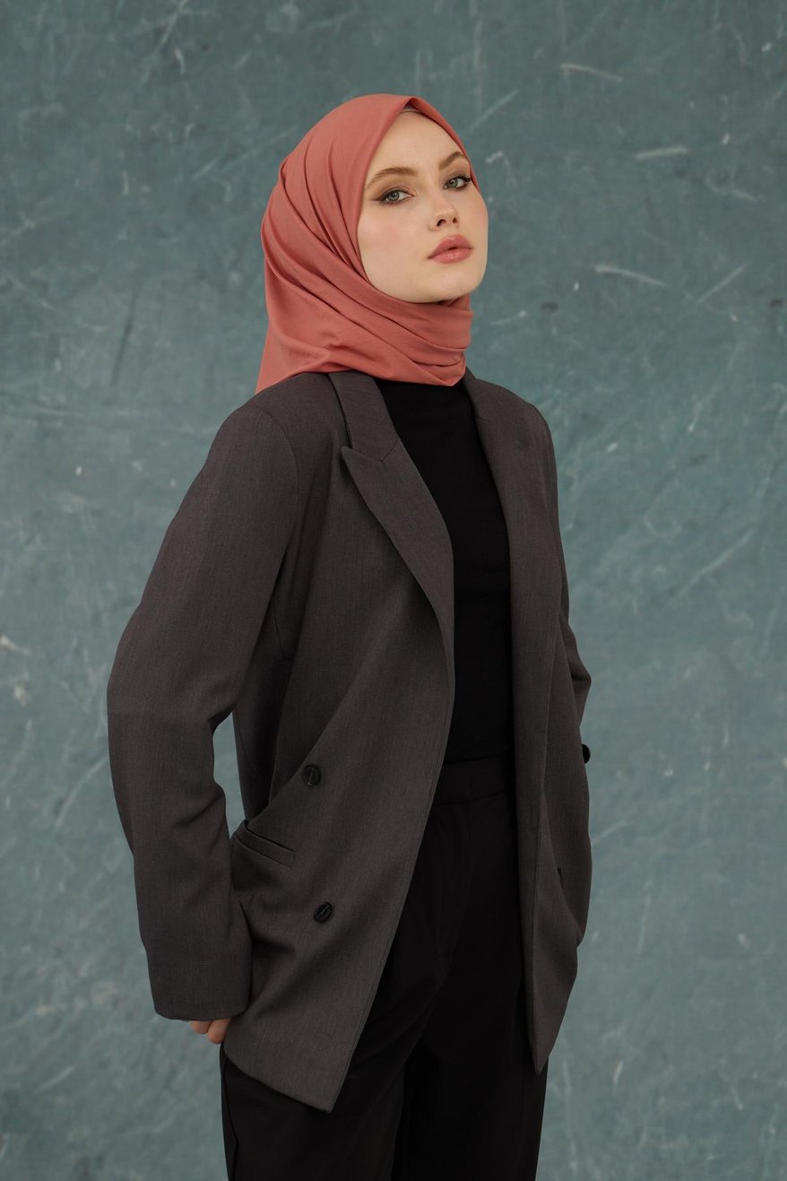Eşarp Crepe Lycra Salmon إيشارب كريب لايكرا بلون السلموني