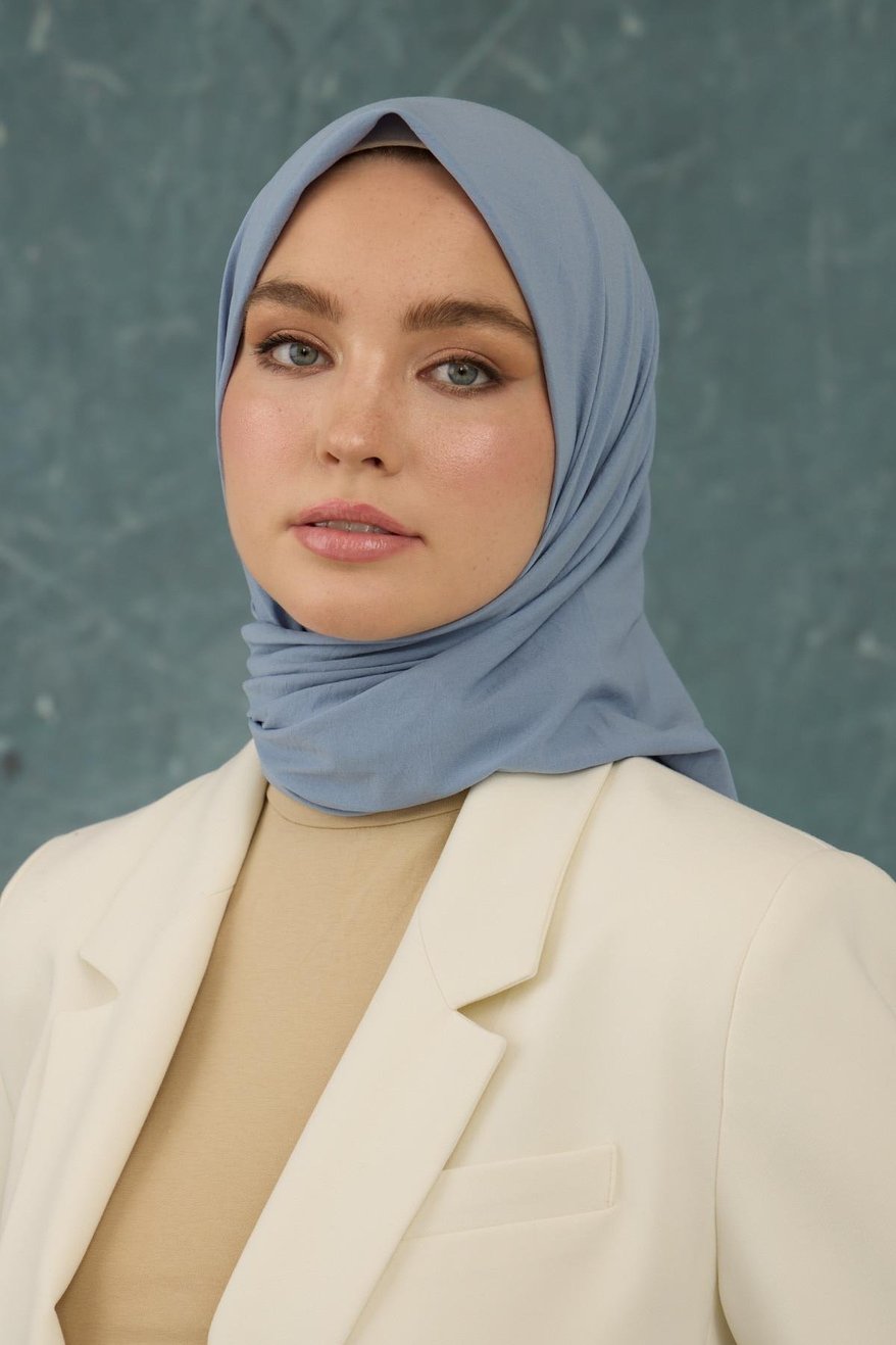 Eşarp Crepe Lycra Stone Color يشارب كريب لايكرا بلون حجري رمادي أزرق