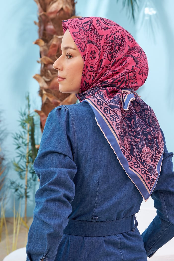 Cotton Soft Eşarp Jeans Pink ايشارب قطن سوفت زهر أزرق جينز