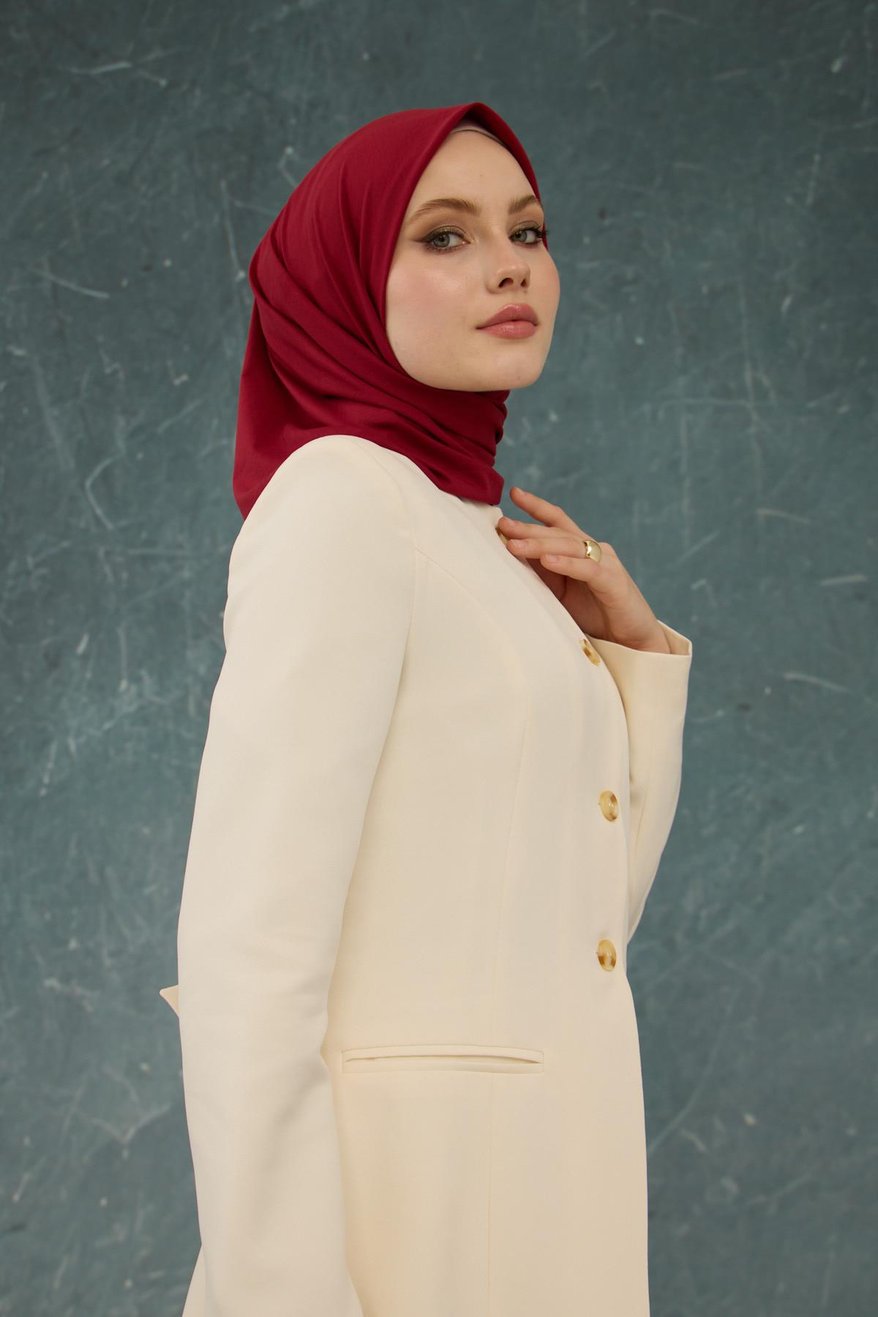 Eşarp Crepe Lycra Burgundy إيشارب كريب لايكرا بلون البرجندي