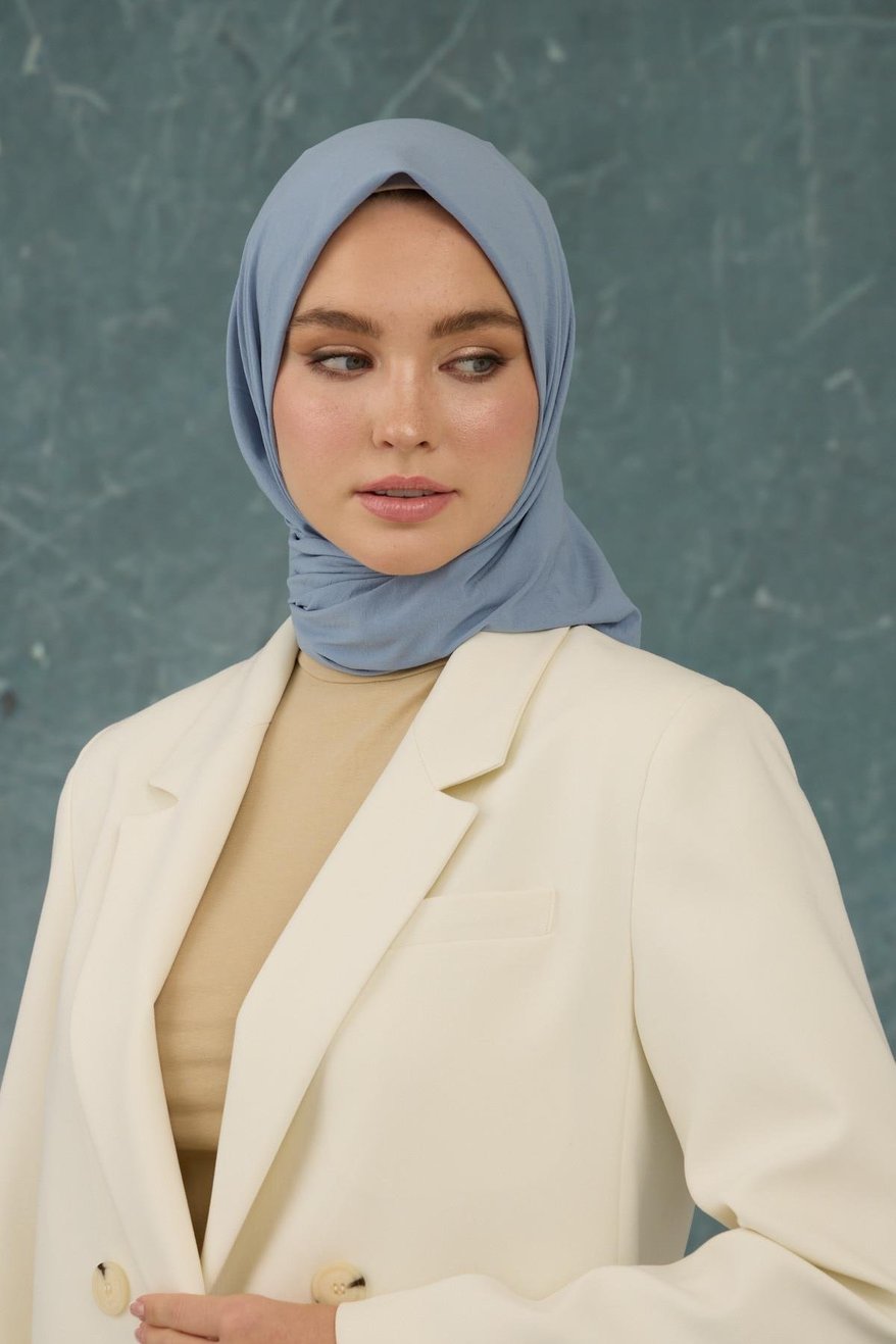 Eşarp Crepe Lycra Stone Color يشارب كريب لايكرا بلون حجري رمادي أزرق