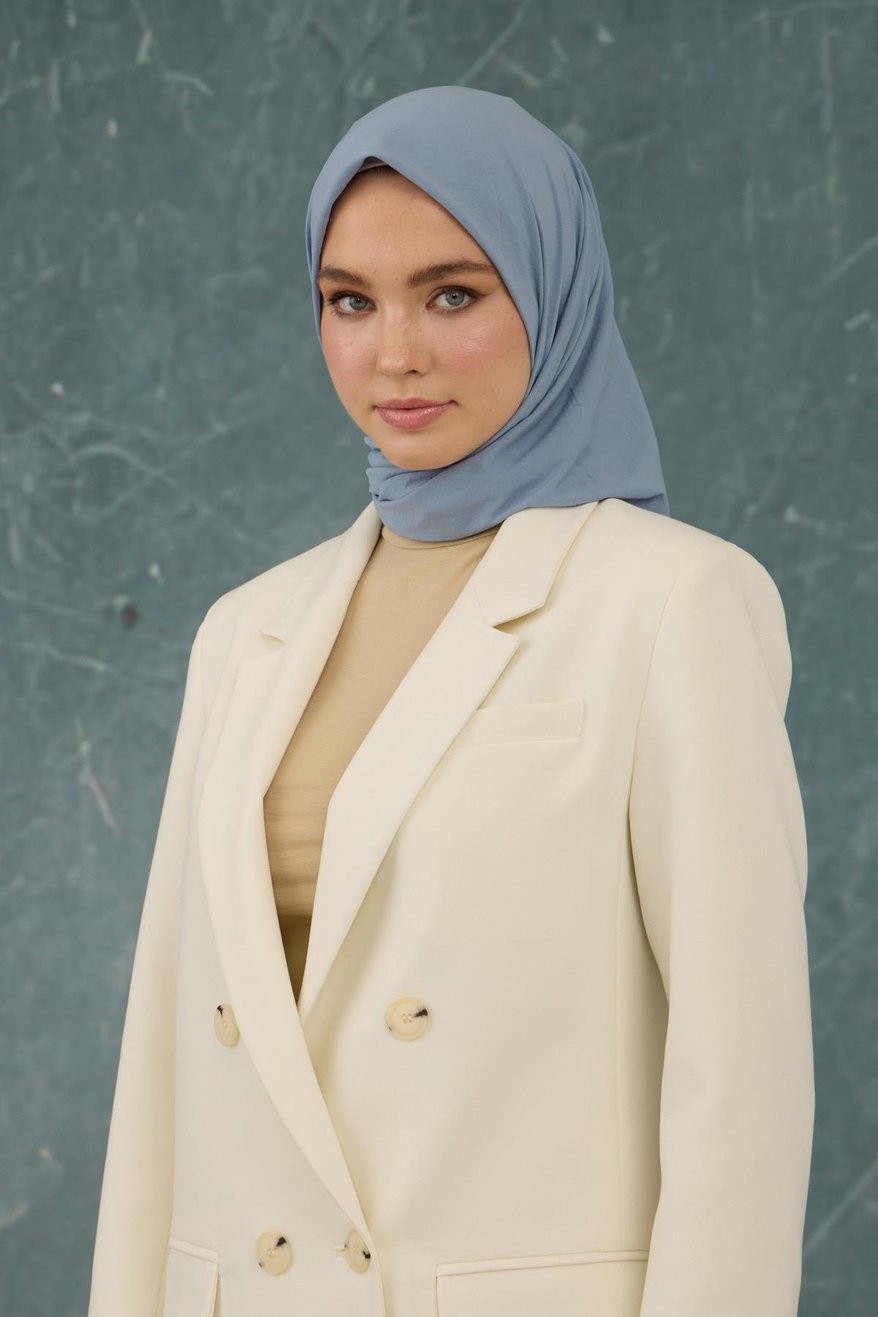 Eşarp Crepe Lycra Stone Color يشارب كريب لايكرا بلون حجري رمادي أزرق