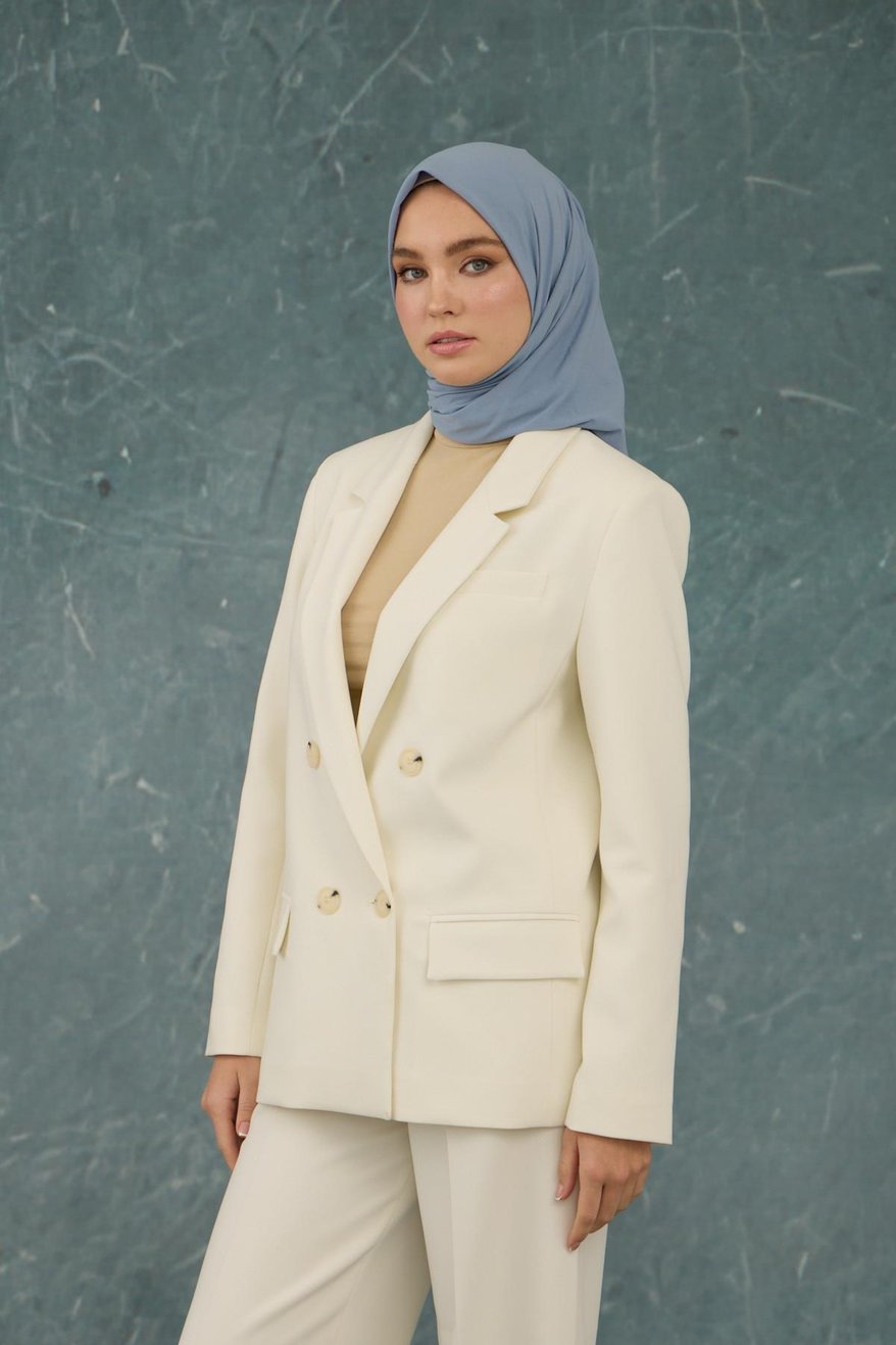 Eşarp Crepe Lycra Stone Color يشارب كريب لايكرا بلون حجري رمادي أزرق