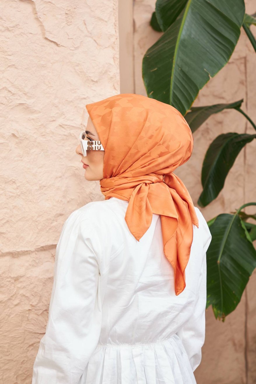 Monogram Jakarli Silk Cotton Golden Orange مونوغرام جاكارلي حرير قطن البرتقالي الذهبي