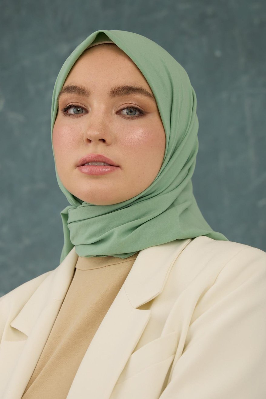 Eşarp Crepe Lycra Mint Green إيشارب كريب لايكرا بلون أخضر نعناعي