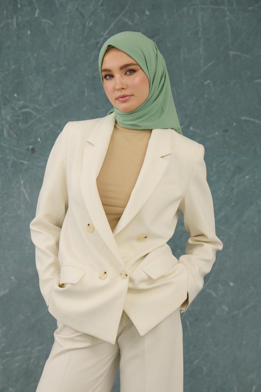 Eşarp Crepe Lycra Mint Green إيشارب كريب لايكرا بلون أخضر نعناعي