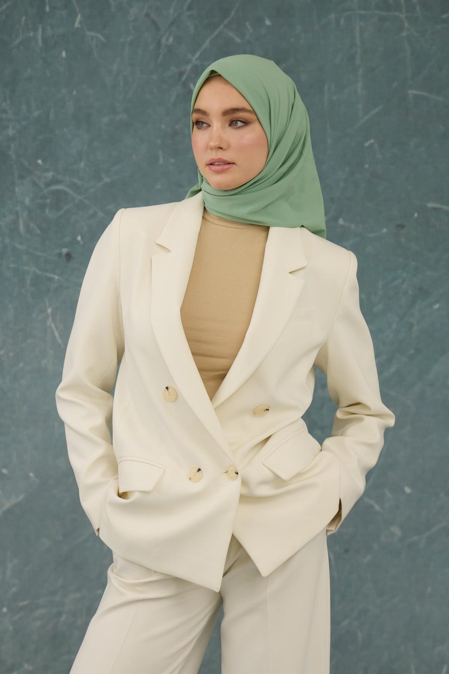 Eşarp Crepe Lycra Mint Green إيشارب كريب لايكرا بلون أخضر نعناعي
