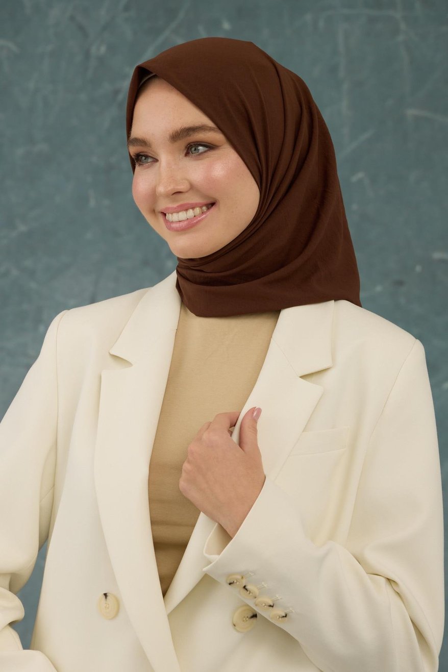 Eşarp Crepe Lycra Brown إيشارب كريب لايكرا بلون بني
