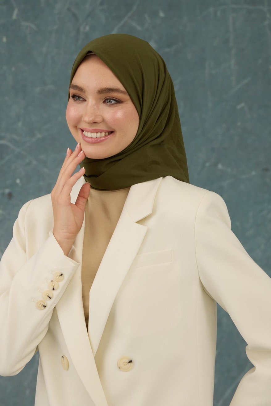 Eşarp Crepe Lycra Olive Oil إيشارب كريب لايكرا بلون زيتي