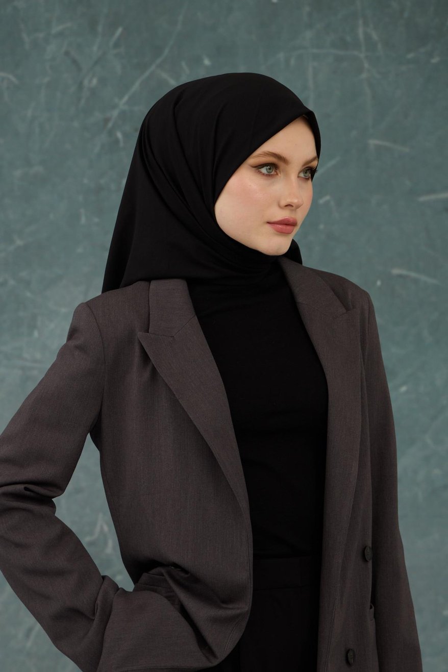 Eşarp Crepe Lycra Black إيشارب كريب لايكرا بلون أسود