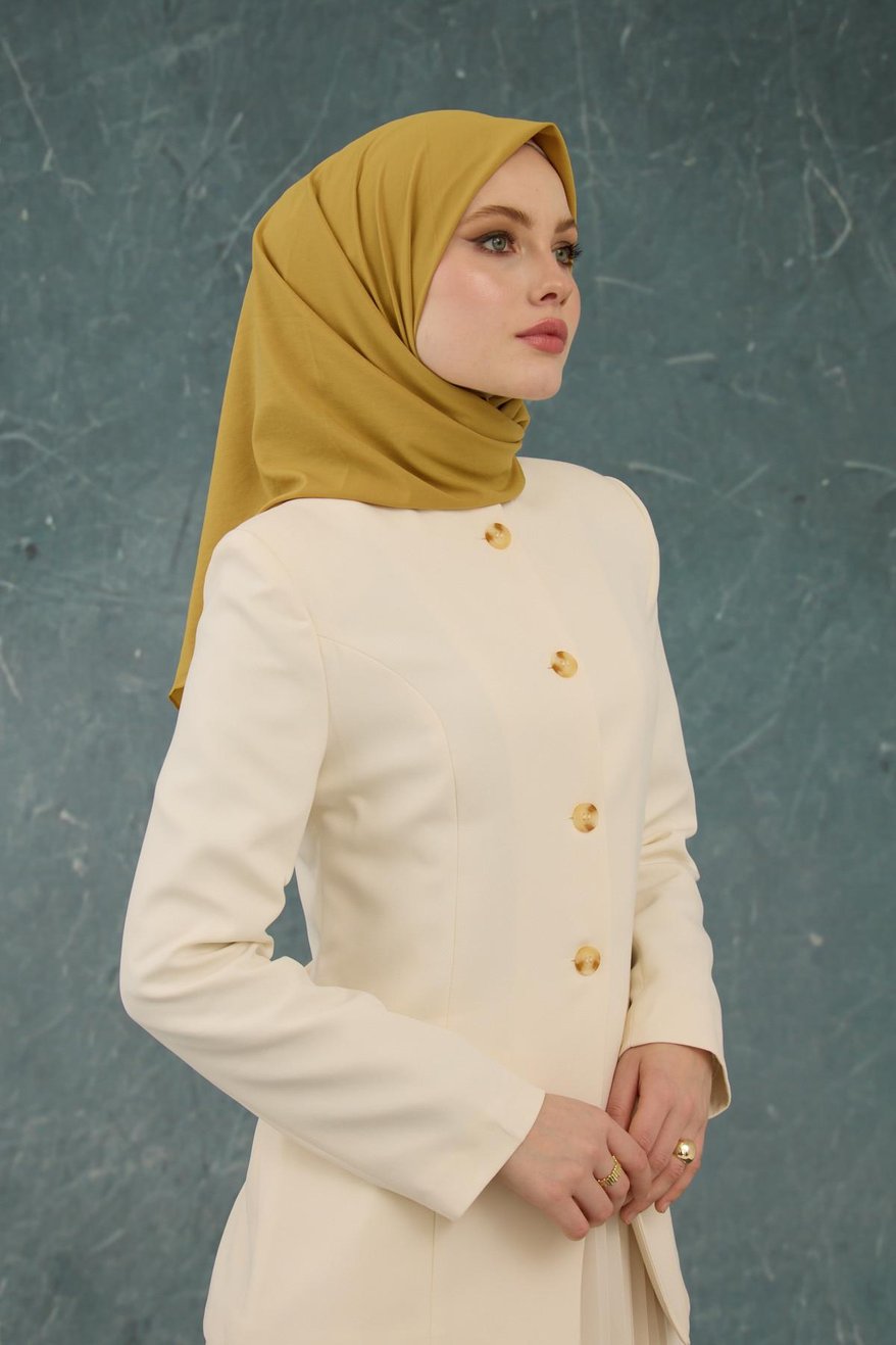 Eşarp Crepe Lycra Olive Green إيشارب كريب لايكرا بلون أخضر زيتوني