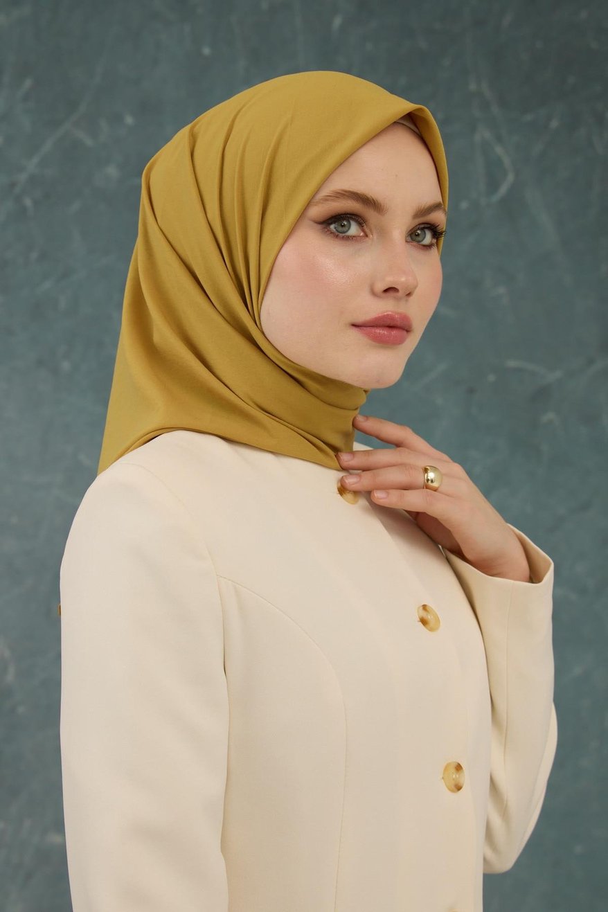 Eşarp Crepe Lycra Olive Green إيشارب كريب لايكرا بلون أخضر زيتوني